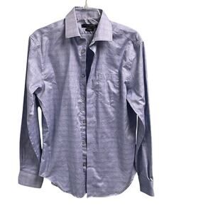 John Varvatos Mens Regular Fit Blue Plaid Button Down Shirt Sz Medium 15.5